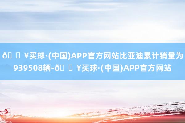 🔥买球·(中国)APP官方网站比亚迪累计销量为939508辆-🔥买球·(中国)APP官方网站