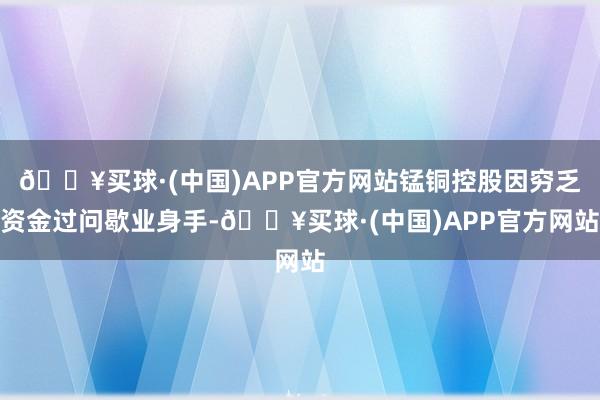 🔥买球·(中国)APP官方网站锰铜控股因穷乏资金过问歇业身手-🔥买球·(中国)APP官方网站