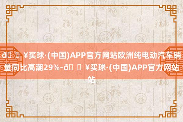 🔥买球·(中国)APP官方网站欧洲纯电动汽车销量同比高潮29%-🔥买球·(中国)APP官方网站