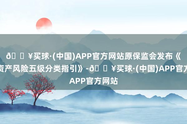 🔥买球·(中国)APP官方网站原保监会发布《保险资产风险五级分类指引》-🔥买球·(中国)APP官方网站