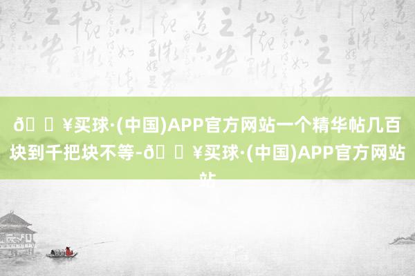 🔥买球·(中国)APP官方网站一个精华帖几百块到千把块不等-🔥买球·(中国)APP官方网站