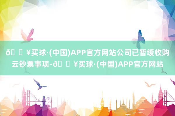 🔥买球·(中国)APP官方网站公司已暂缓收购云钞票事项-🔥买球·(中国)APP官方网站