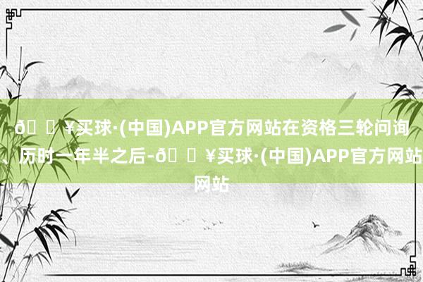 🔥买球·(中国)APP官方网站在资格三轮问询、历时一年半之后-🔥买球·(中国)APP官方网站