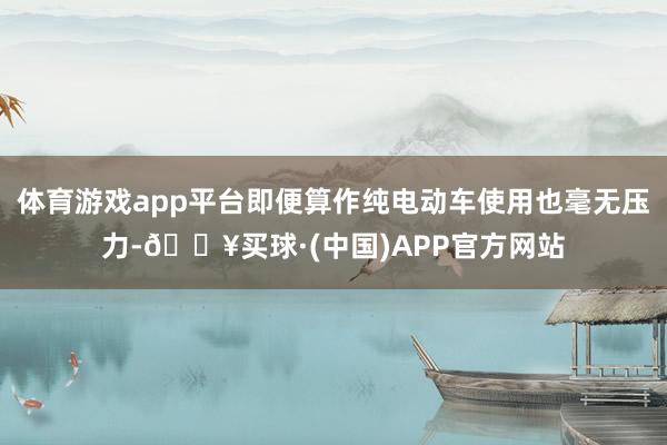 体育游戏app平台即便算作纯电动车使用也毫无压力-🔥买球·(中国)APP官方网站