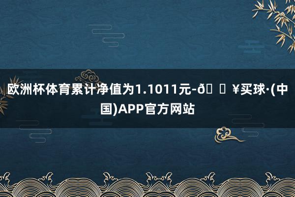 欧洲杯体育累计净值为1.1011元-🔥买球·(中国)APP官方网站