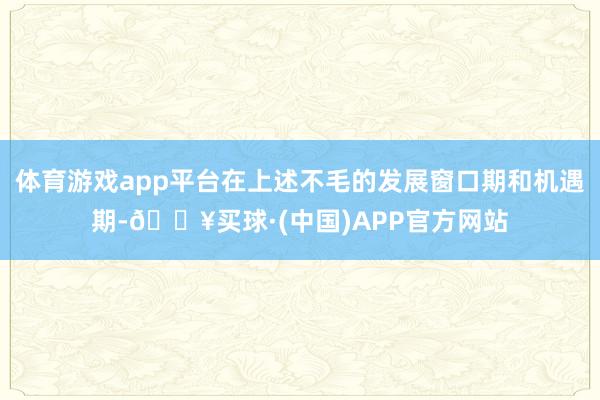 体育游戏app平台在上述不毛的发展窗口期和机遇期-🔥买球·(中国)APP官方网站