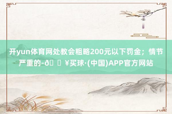 开yun体育网处教会粗略200元以下罚金；情节严重的-🔥买球·(中国)APP官方网站